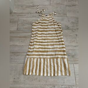 Tommy Bahama Tan and White Striped Dress